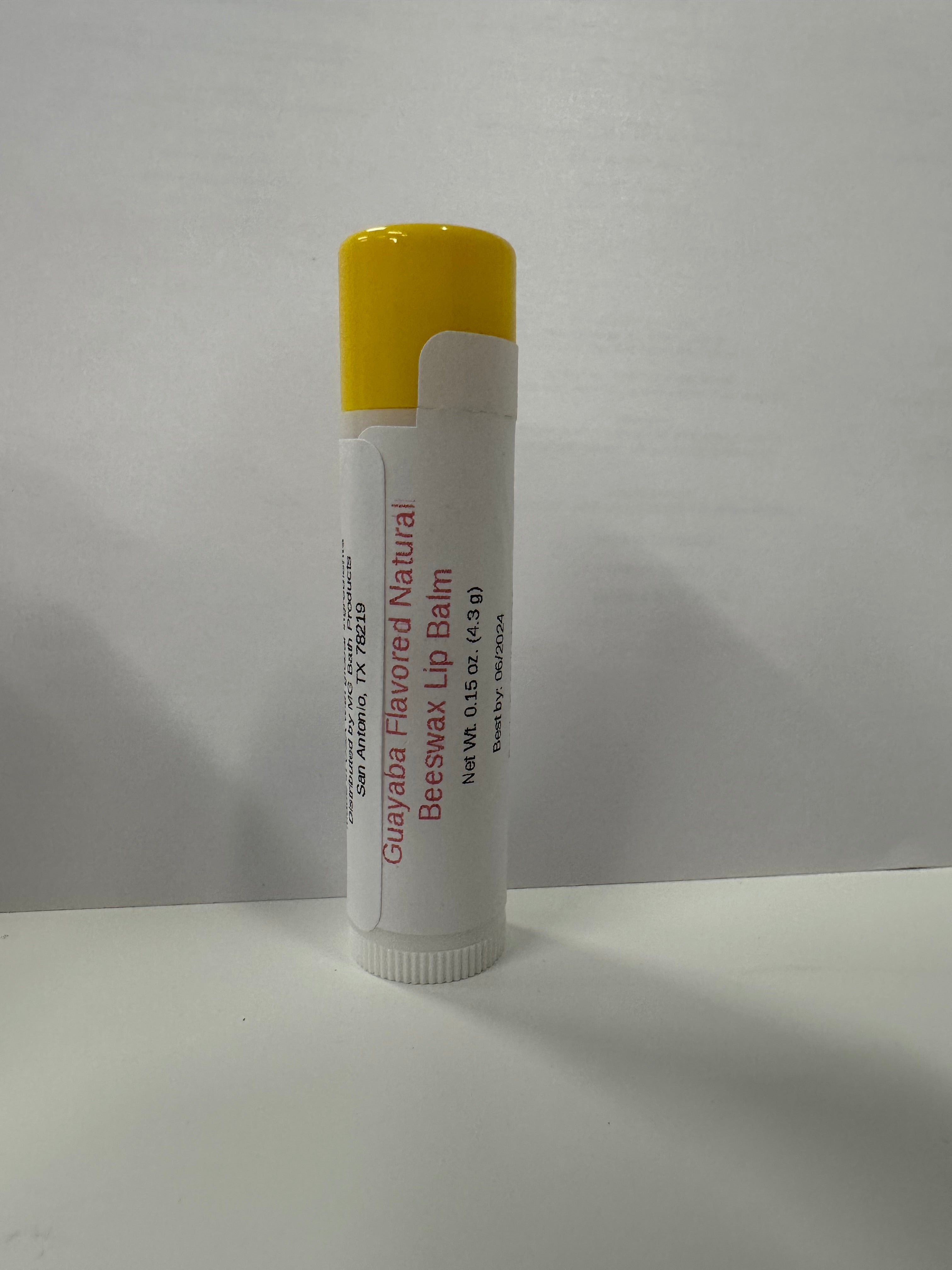 Lip balm in tube that has a yellow colored cap.