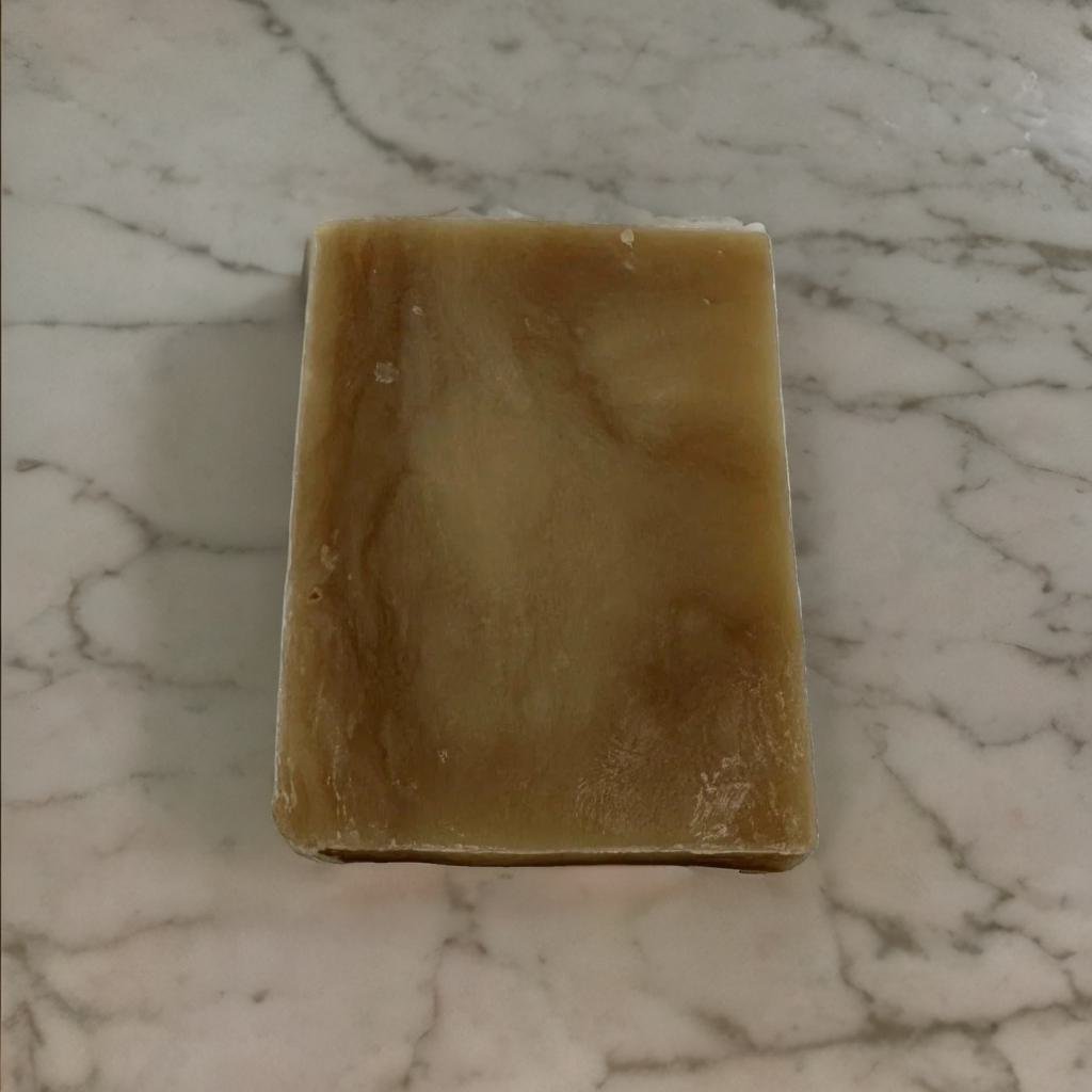 Brown Sugar Fig Goat Milk Soap Bar - MG Bath Products Soap bar with dark brown swirls.soap bar