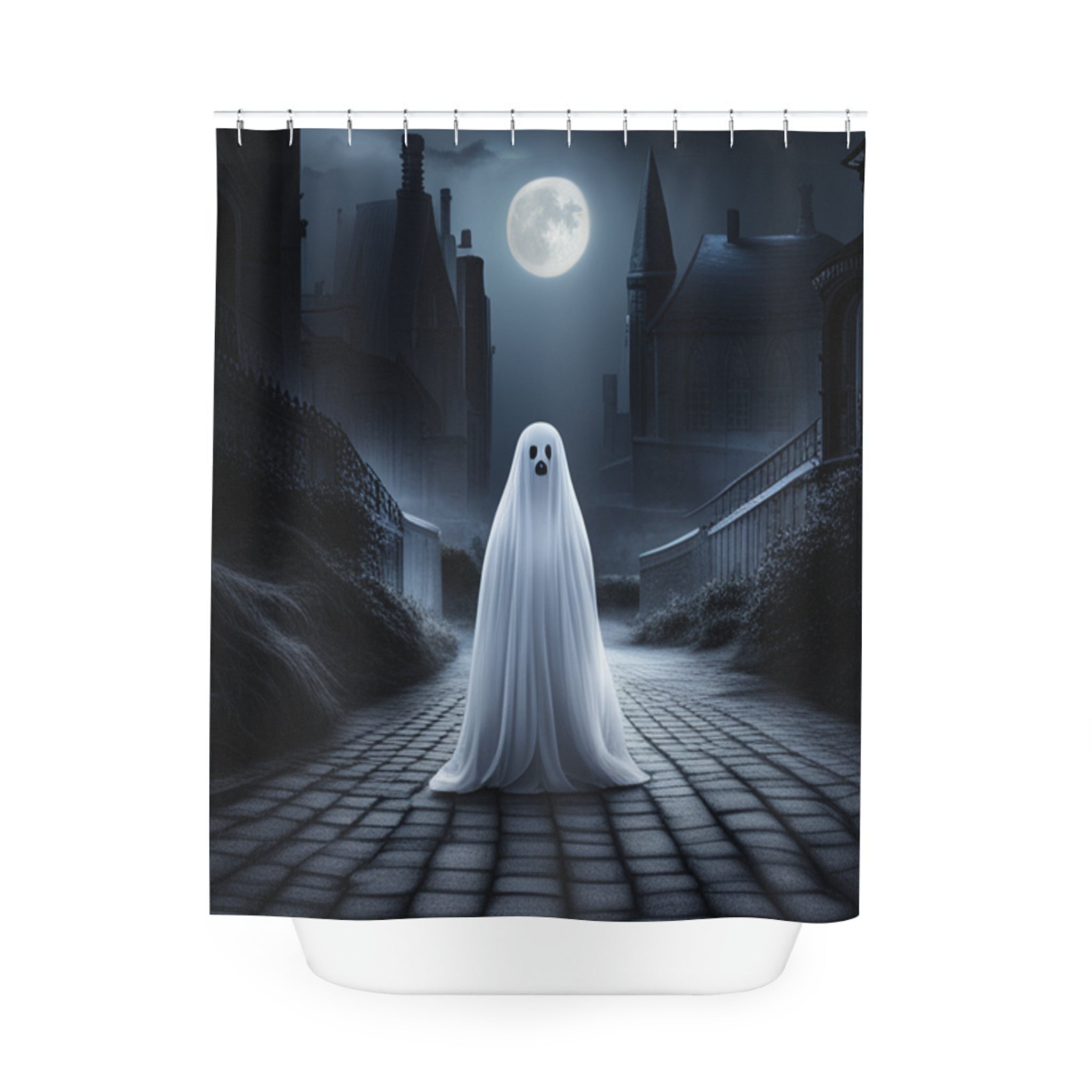 Ghost Polyester Shower Curtain - MG Bath Products Ghost Polyester Shower Curtain