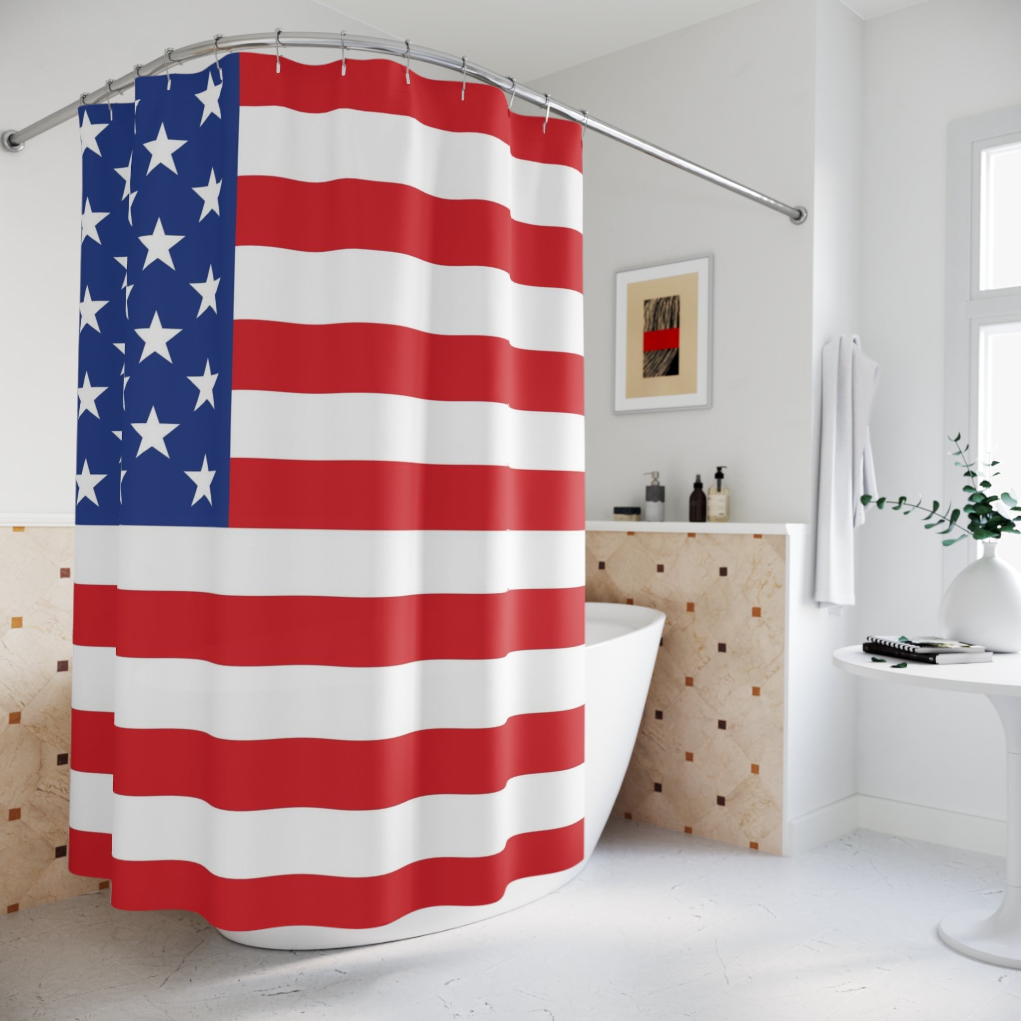 USA Polyester Shower Curtain - MG Bath Products USA flag on shower curtain.Home Decor